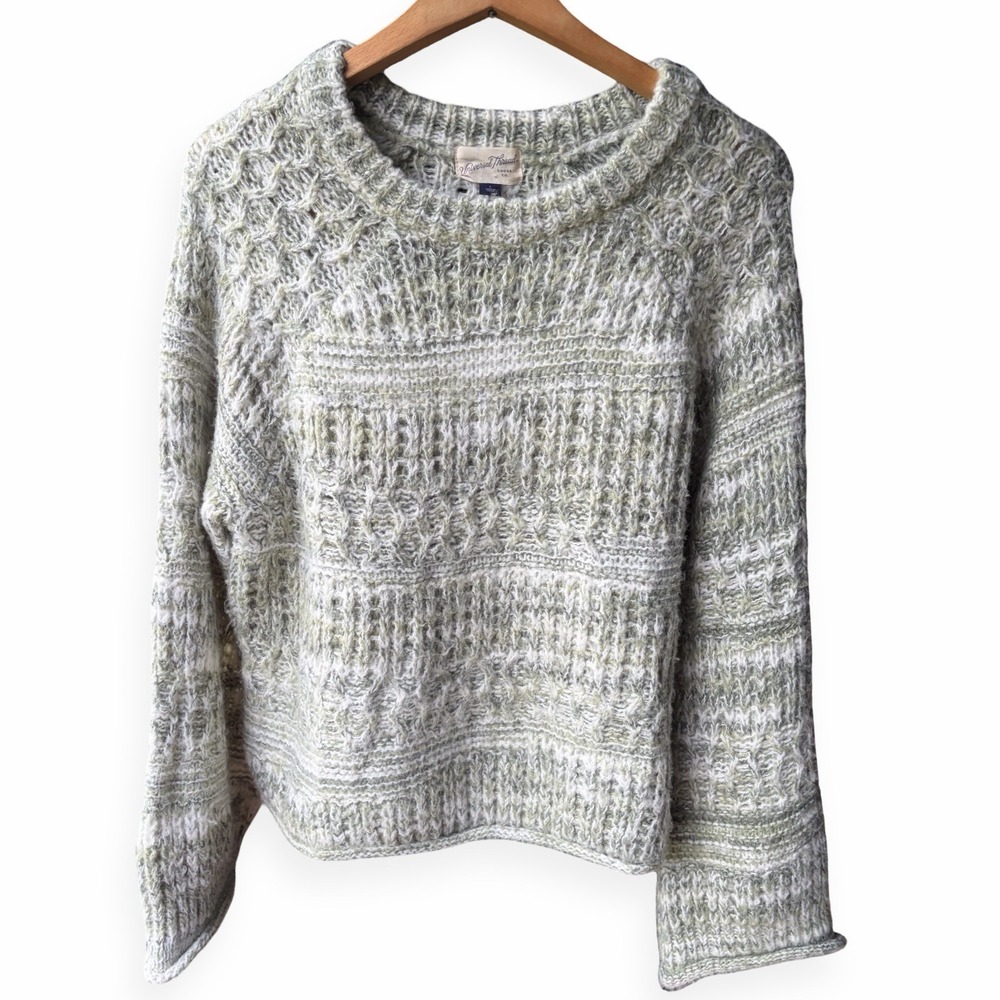 🥳 2 Items / $20 🥳 Cozy Cable Knit Crewneck Sweater - Cream/Light Gray